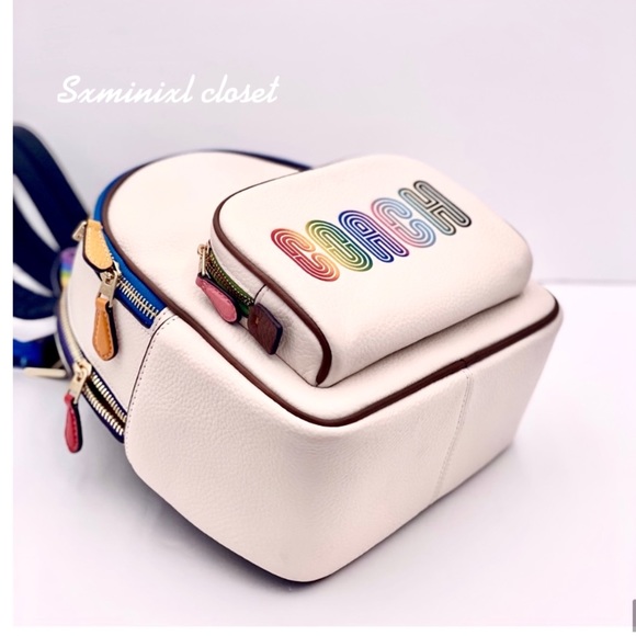 🍀🌈 NEW🌈Coach Mini Court Backpack With Rainbow "COACH"/shoulder bag/backpacks - Picture 5 of 10